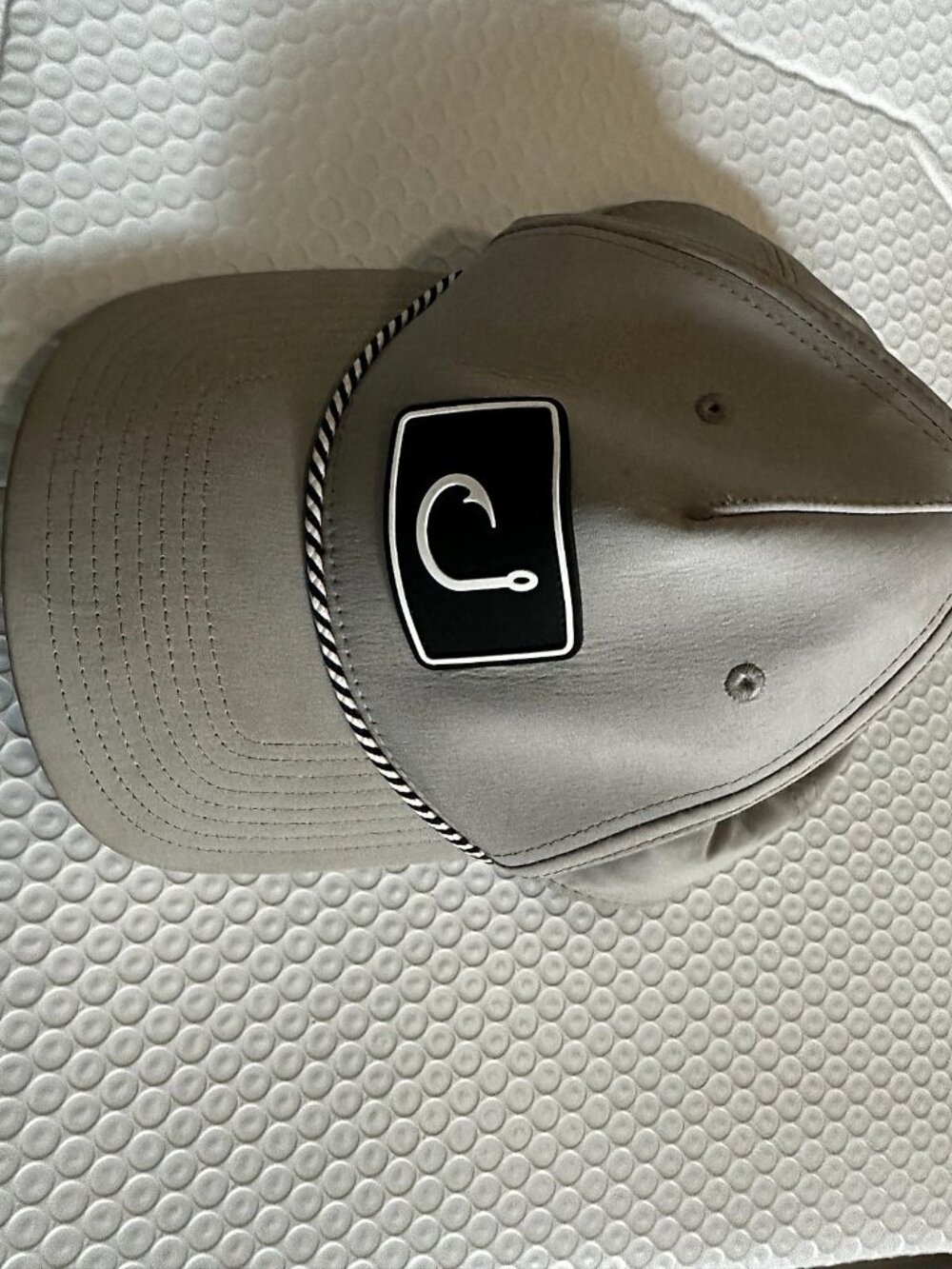 AVID Gear Grey Performance Fishing Snapback Hat with Fish Hook Logo Patch